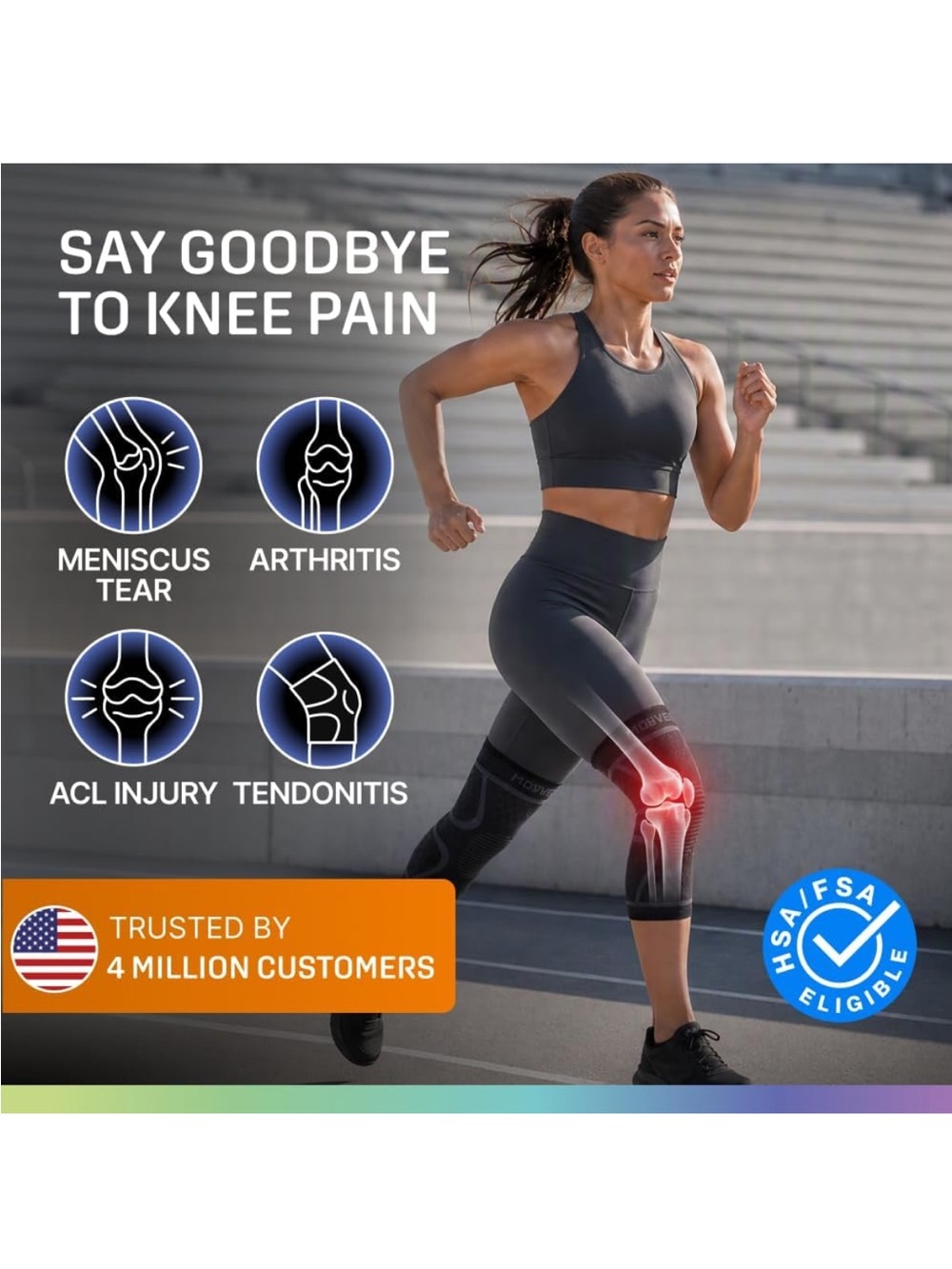 Modvel 2 pack
Black Knee Compression Sleeve with Targeted Support